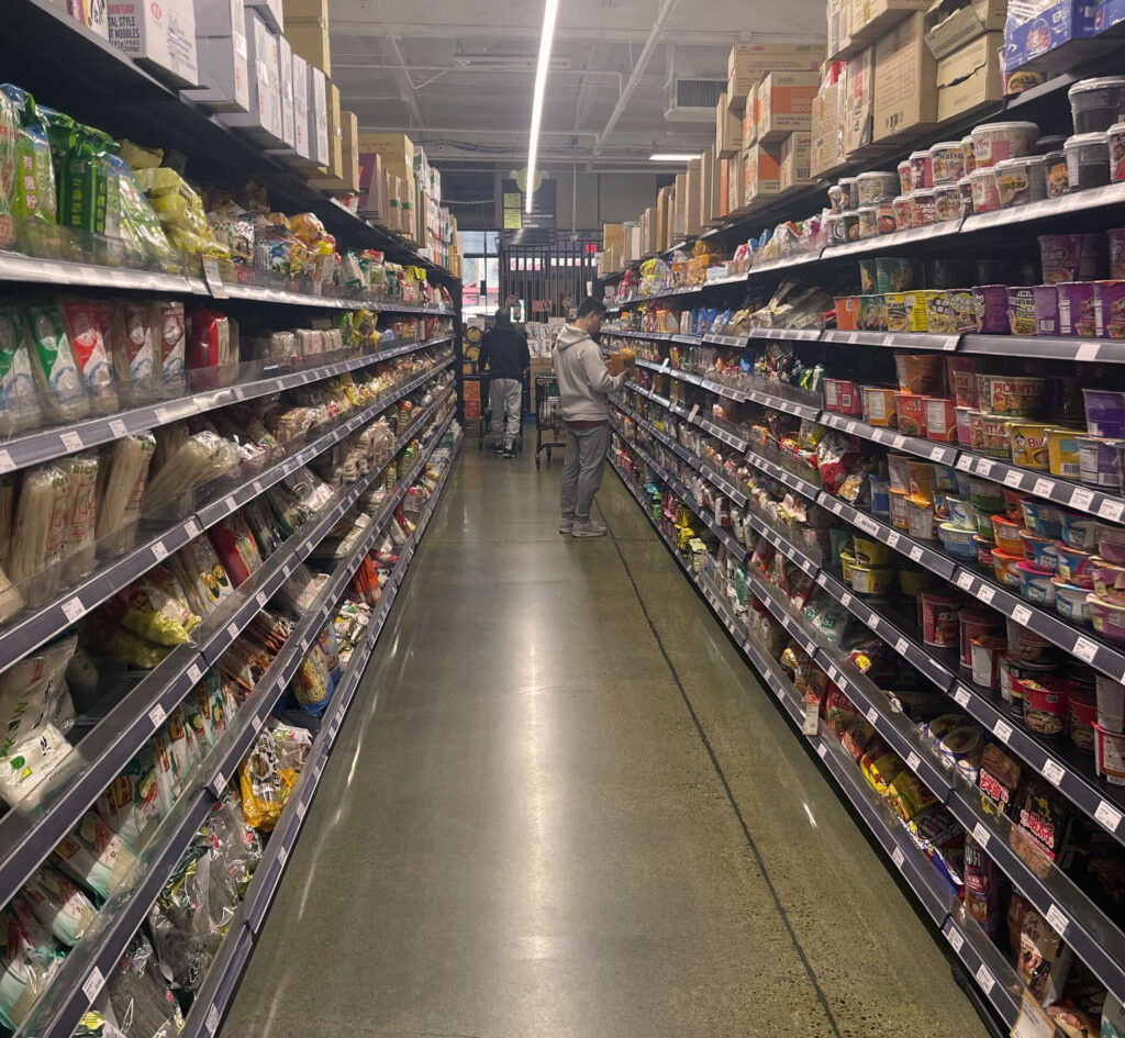 Asian Family Market has multiple aisles, checkout lanes, and huge selection of products from across Asia. 