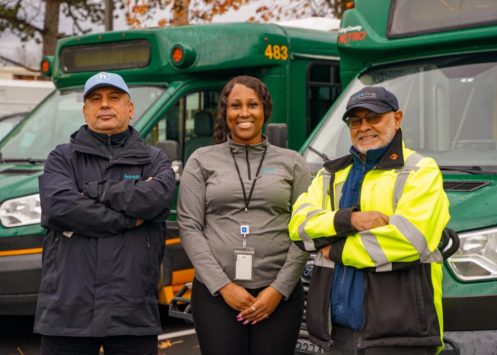 The Hopelink Transportation team serves clients with a positive attitude, ensuring that everyone feels safe and secure during their trips. Photo by Mel Martin, Hopelink. 