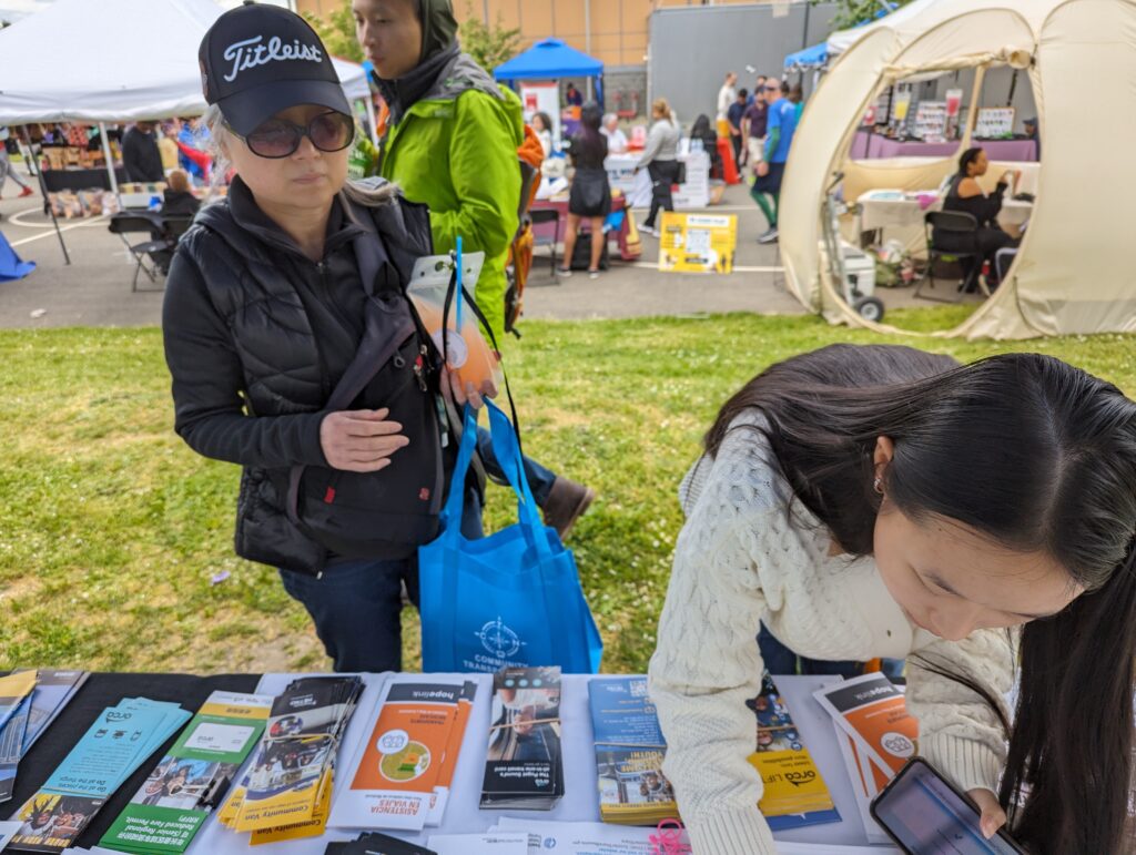 Community Transportation Navigators offer a variety of resources at outreach events, providing folks with the many transit options available to them.  